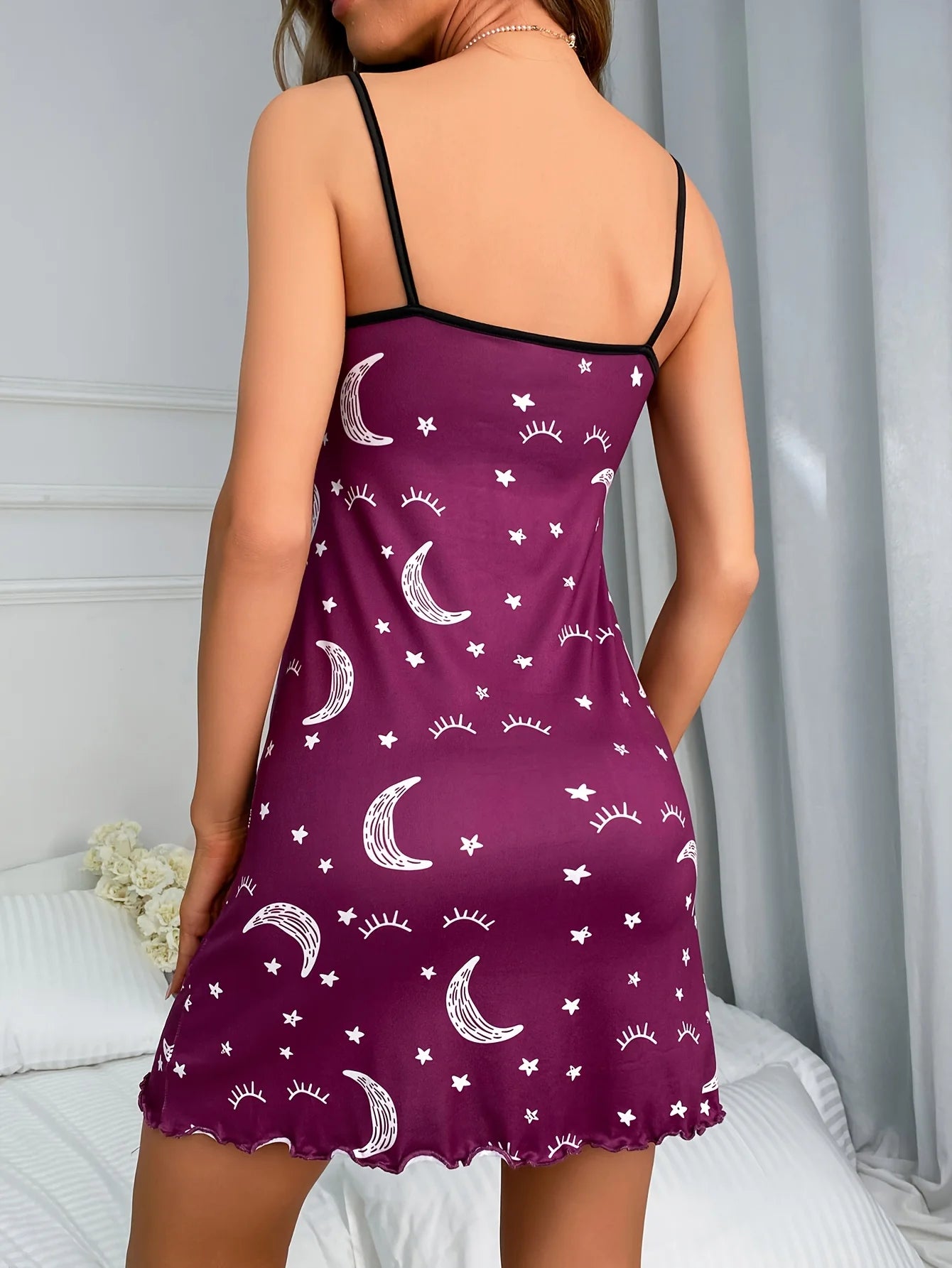 Women's Printed Spaghetti Strap Short Mini Nightwear Nightgown Dress The Clothing Company Sydney