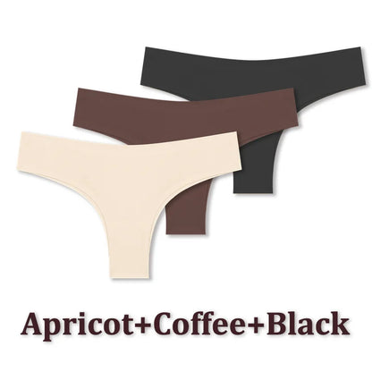 3 Pack Seamless Ultra-thin Panties Women Ice Silk Underwear Panty Low Waist G-string Briefs