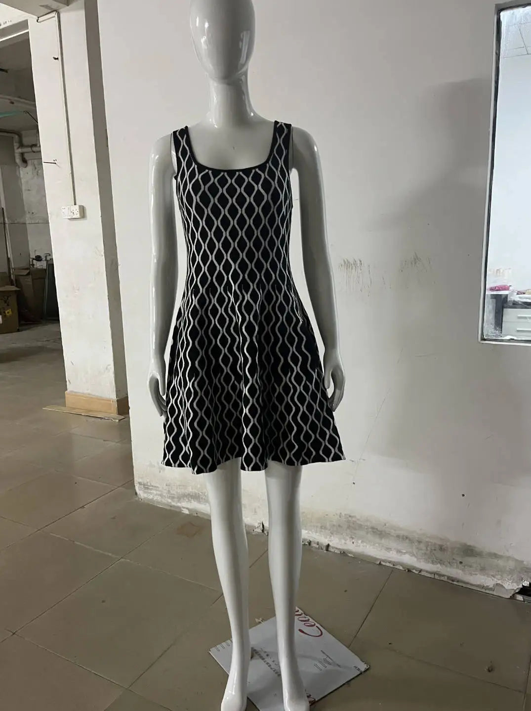 Plaid Print Knit Mini Backless A-line Slim Holiday Dress Elegant Party Dress The Clothing Company Sydney