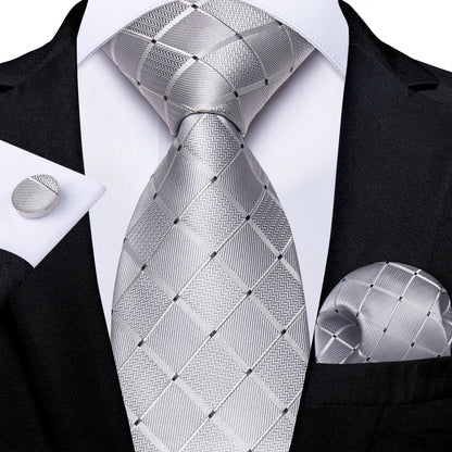 Gray Paisley Silk Tie Set – Men’s Wedding Tie, Pocket Square & Cufflinks The Clothing Company Sydney