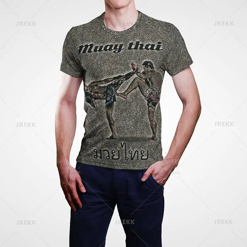 Muay Thai Gym Graphic T Shirt For Men Women Kids 3D Thai Boxing Sports Printed Tee Shirts Streetwear Short Sleeves Quick Dry Top - The Clothing Company Sydney