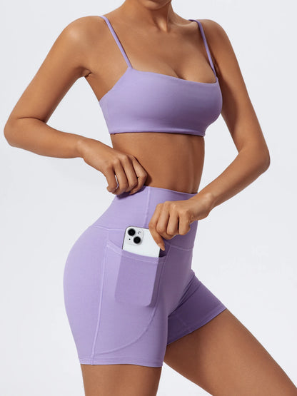 Women Two Piece Gym Workout Bra Yoga Set Shorts Fitness Wear Quick-Dry Sports Bra Flared Pants Suits