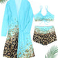 3 Pieces High Waist Bikini Printed Swimsuit Swimwear Beachwear