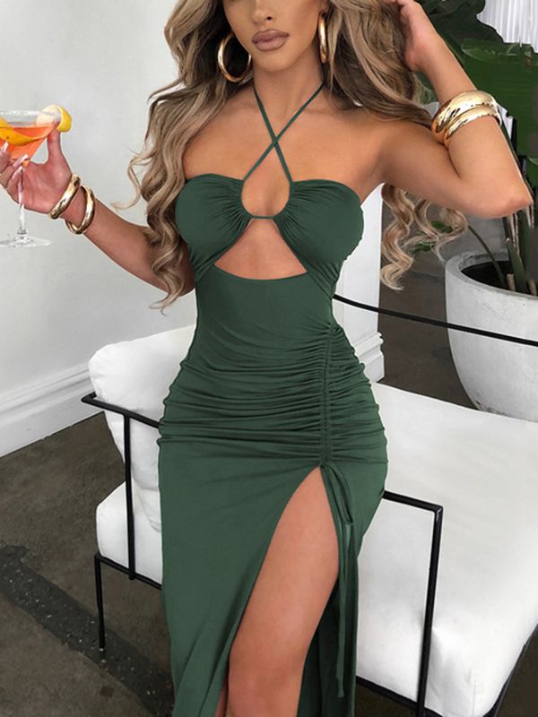 Hot Summer Halter Backless Sleeveless Cut Out Maxi Dress for Women Elegant Club Party Slit Dresses The Clothing Company Sydney