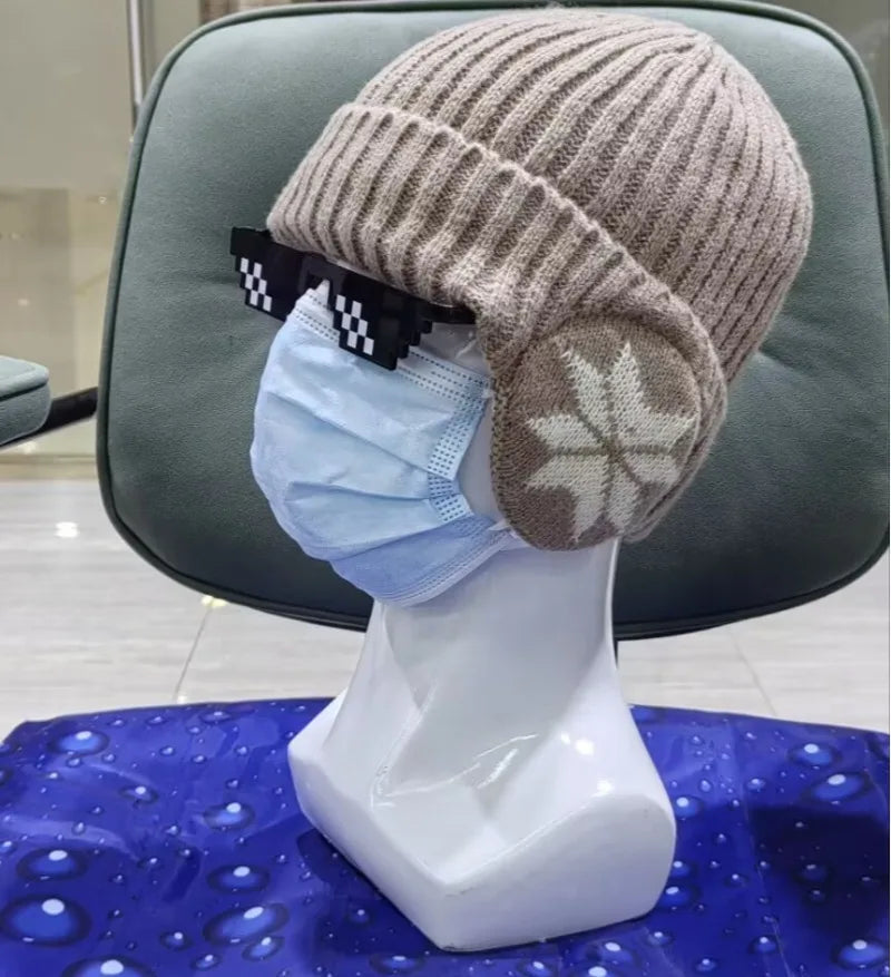 Men Women Winter Warm Plush Knitted Snow Fashion Hat Unisex Outdoor Ear Protection Caps Beanies Skulls
