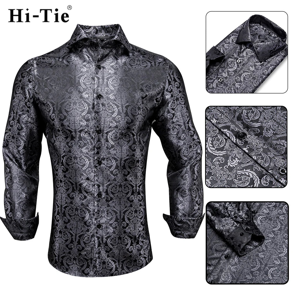 Men's Shirts Paisley Floral Silk Gold Long Sleeve Business Party Wedding Dress Shirts The Clothing Company Sydney