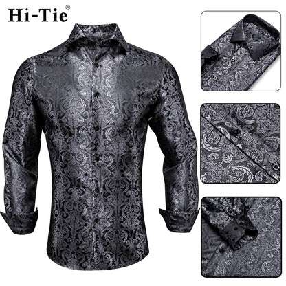 Men's Shirts Paisley Floral Silk Gold Long Sleeve Business Party Wedding Dress Shirts The Clothing Company Sydney