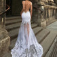 Modern Short Mermaid Wedding Dress with Detachable Train Three Piece 3 in 1 Lace Applique Sheer Neck Backless Bridal Gowns The Clothing Company Sydney