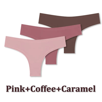 3 Pack Seamless Ultra-thin Panties Women Ice Silk Underwear Panty Low Waist G-string Briefs