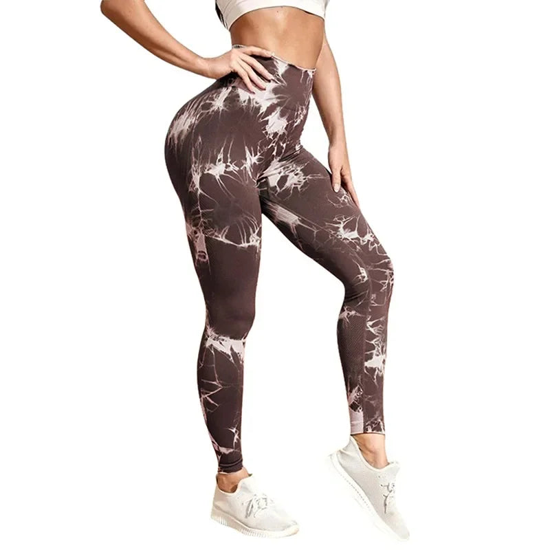 Womens Tie dye Gym Leggings Seamless Pants Scrunch Sports Fitness High Waist Workout Yoga Leggings The Clothing Company Sydney