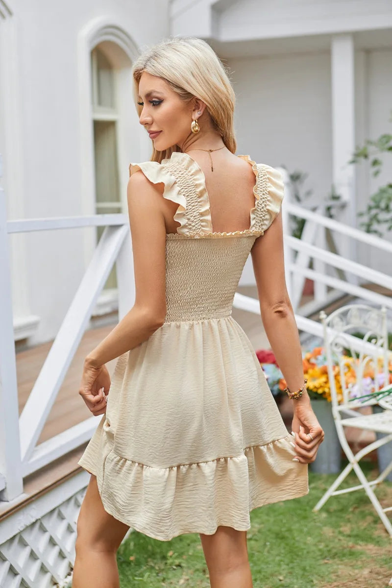 Womens Summer Casual Boho Sleeveless Backless Square Neck Smocked Ruff The Clothing Company Sydney Womens Summer Casual Boho Sleeveless Backless Square Neck Smocked Ruff The Clothing Company Sydney