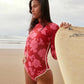 Women Print Floral One Piece Swimsuit Long Sleeve Bathing Suit Swimsuit Vintage Beachwear Surfing Swim Suit