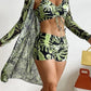 3 Piece Summer Print Swimsuits Tankini Sets Swimwear Beach Wear Bathing Suits Pool Women's Swimming Suit