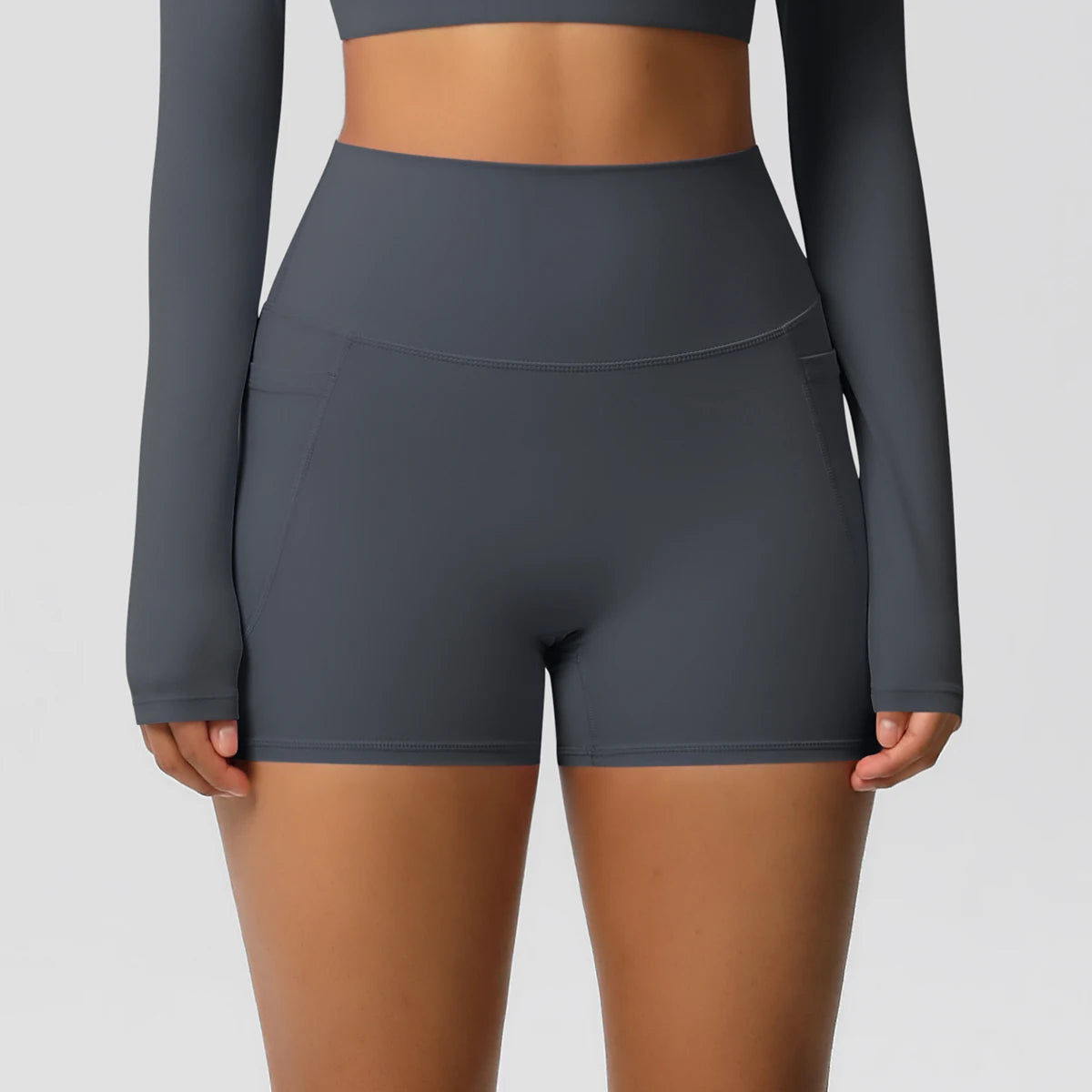 Women's Pocketed Yoga Legging Shorts Squat Proof High Waist Fitness Quick Drying Cycling Workout Gym Shorts