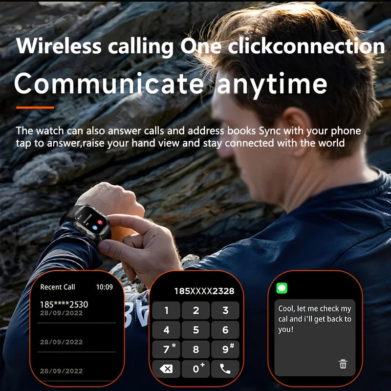 Men's LED smart watch by The Clothing Company Sydney with Bluetooth, health monitoring, multi-sport modes, and outdoor sport features.