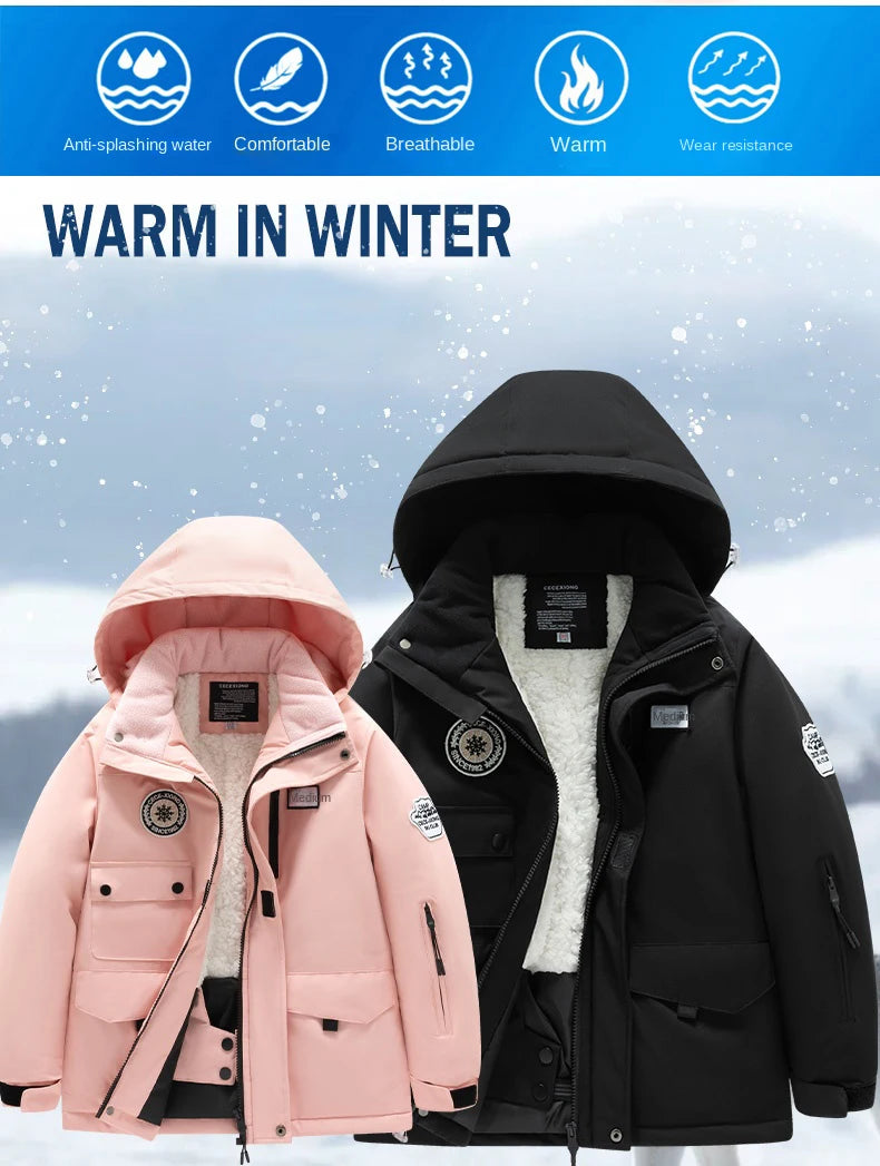 2 Piece Winter Children's skiing suit windproof Jacket and Pants waterproof thick coat for warm Snow Ski Set