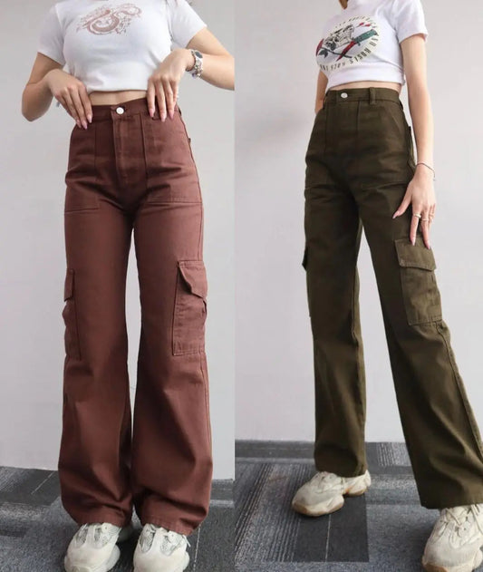Y2K Women Vintage Cargo Pants Streetwear Parachute Pants Beige Sweatpants Wide Leg Joggers Trousers The Clothing Company Sydney