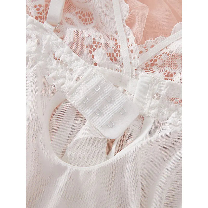 Women's plus-size lace lingerie nightgown and thong set with suspender details by The Clothing Company Sydney