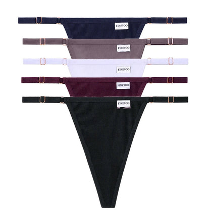 5 Pack Adjustable Women's Panties Cotton Panties Solid Low Waist Seamless Thongs Underpants Women Lingerie Set The Clothing Company Sydney