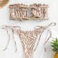 Ribbed Tie Side Bikini Set  Animal Spotted Bandeau Two Piece Swimwear The Clothing Company Sydney