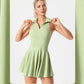 Tennis Dress With Chest Pads Shorts Stretchy Fitness Skorts Tummy Control Yoga Skirts Gym Clothing Activewear