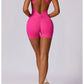 V Back Scrunch Sports Jumpsuit Women Gym Rompers Sleeveless Sportswear Zipper One-Piece Suit Yoga Clothing