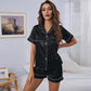 Women's Pajamas Set Luxury Satin Pajamas Short Sleeve Sleepwear Leisure Home Clothes Nightwear Pyjamas for Women The Clothing Company Sydney