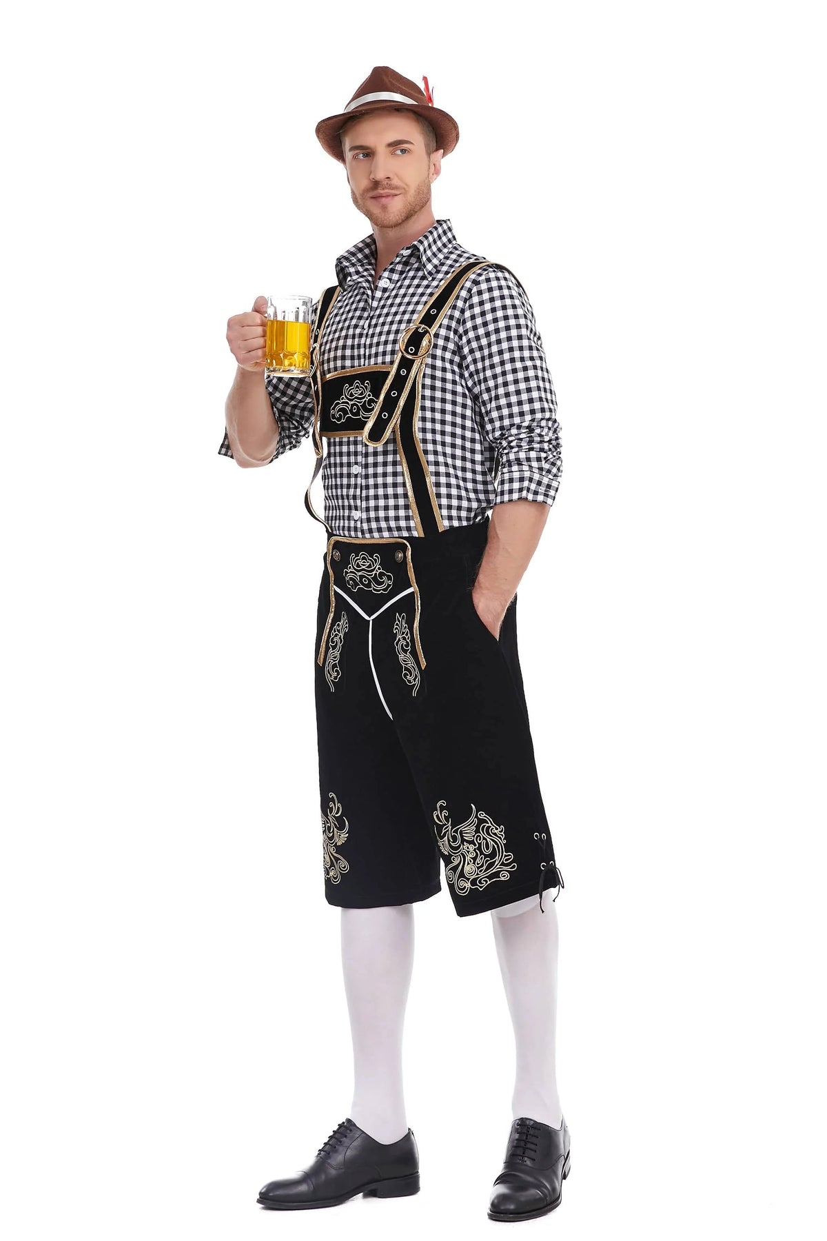 Men's Three Piece Oktoberfest Lederhosen Costume Bavarian German Festivals Suspenders Shirt Hat Male Cosplay Costume The Clothing Company Sydney