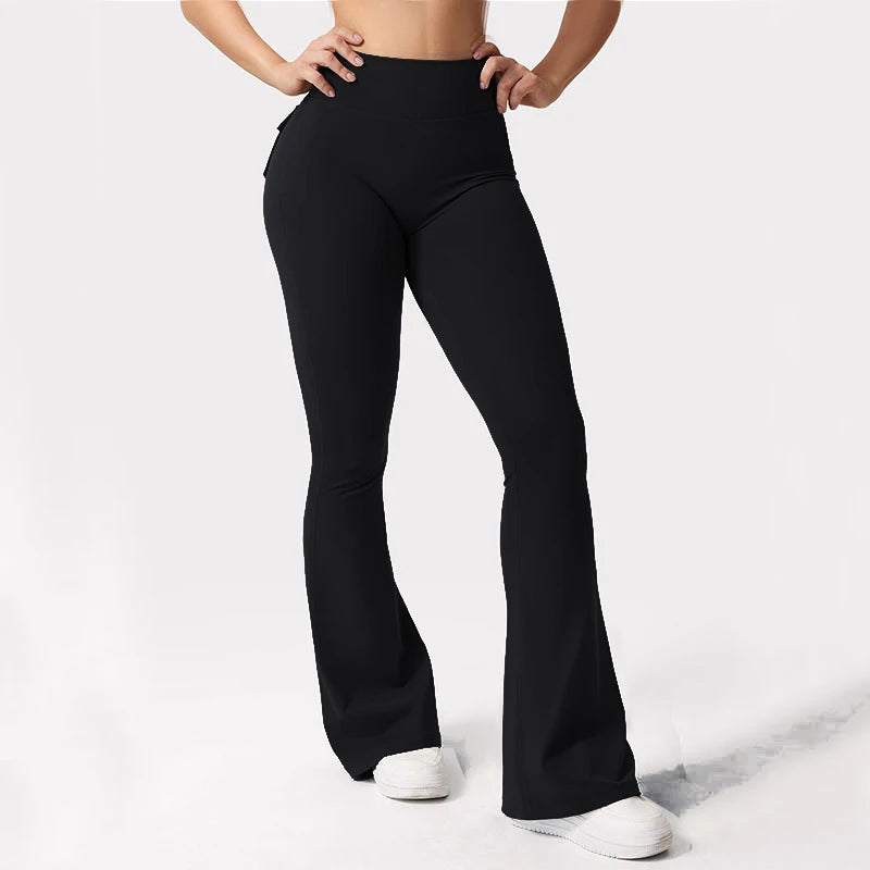 Womens Wide Leg High Stretch Yoga Leggings Compression Fitness Workwear with pockets Yoga Pant ﻿ The Clothing Company Sydney