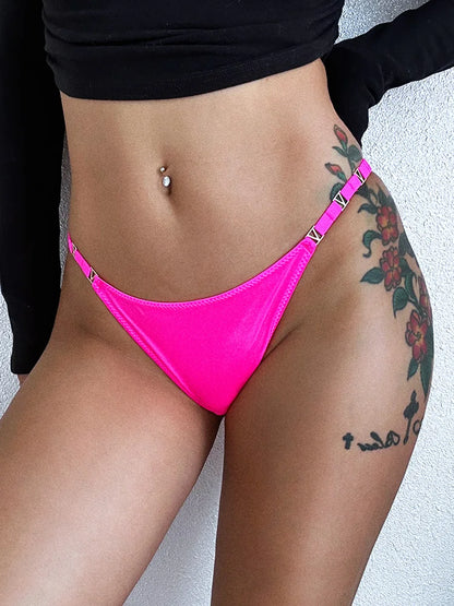 Seamless Thong Women Underwear Briefs Panties Zebra Flower Low Rise Metal Buckle G String Undies