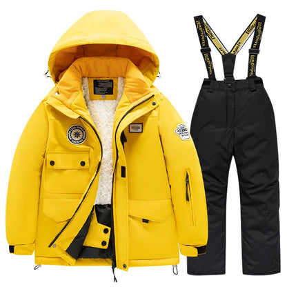 2 Piece Winter Children's skiing suit windproof Jacket and Pants waterproof thick coat for warm Snow Ski Set