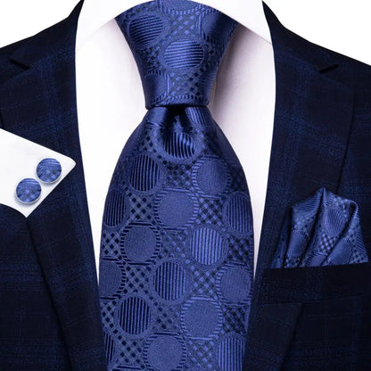 Blue Paisley Silk Tie Set – Necktie, Cufflinks & Hanky for Men The Clothing Company Sydney