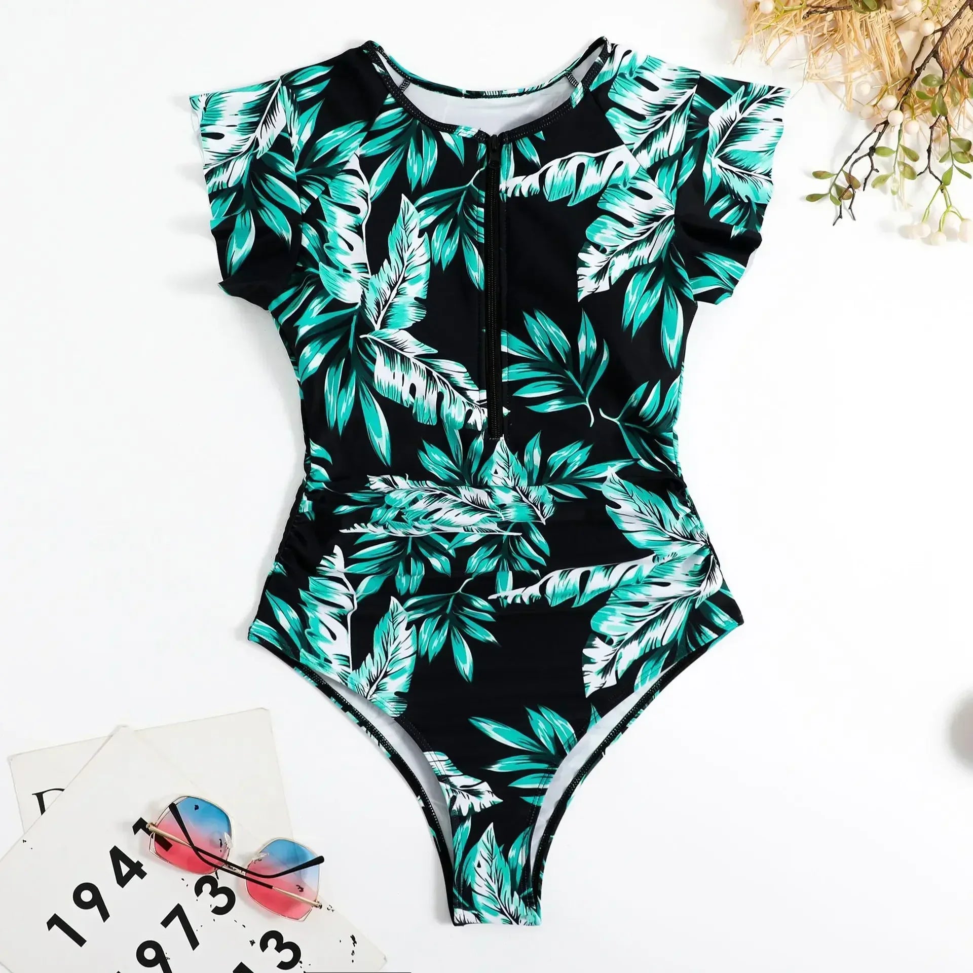 One-piece Swimsuit Zipper Swimsuit Bikini Women's Thickened Printed Swimming Beach Wear The Clothing Company Sydney