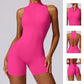 V Back Scrunch Sports Jumpsuit Women Gym Rompers Sleeveless Sportswear Zipper One-Piece Suit Yoga Clothing