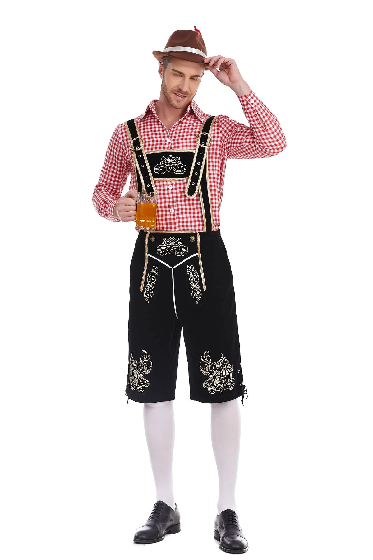 Men's Three Piece Oktoberfest Lederhosen Costume Bavarian German Festivals Suspenders Shirt Hat Male Cosplay Costume The Clothing Company Sydney