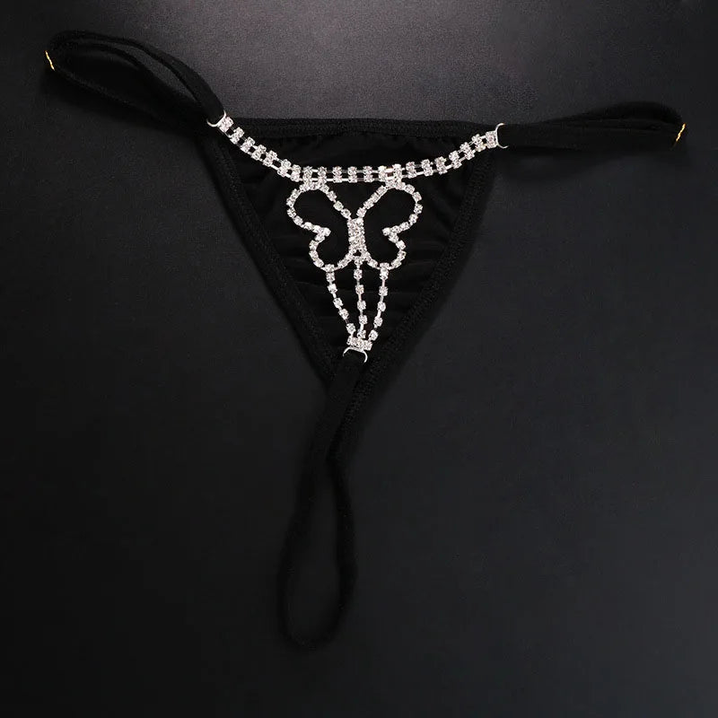 Women's Panties Rhinestone Thong Bikini Body Jewellery Shiny Crystal Mesh Thong Underwear Body Chain for Women The Clothing Company Sydney