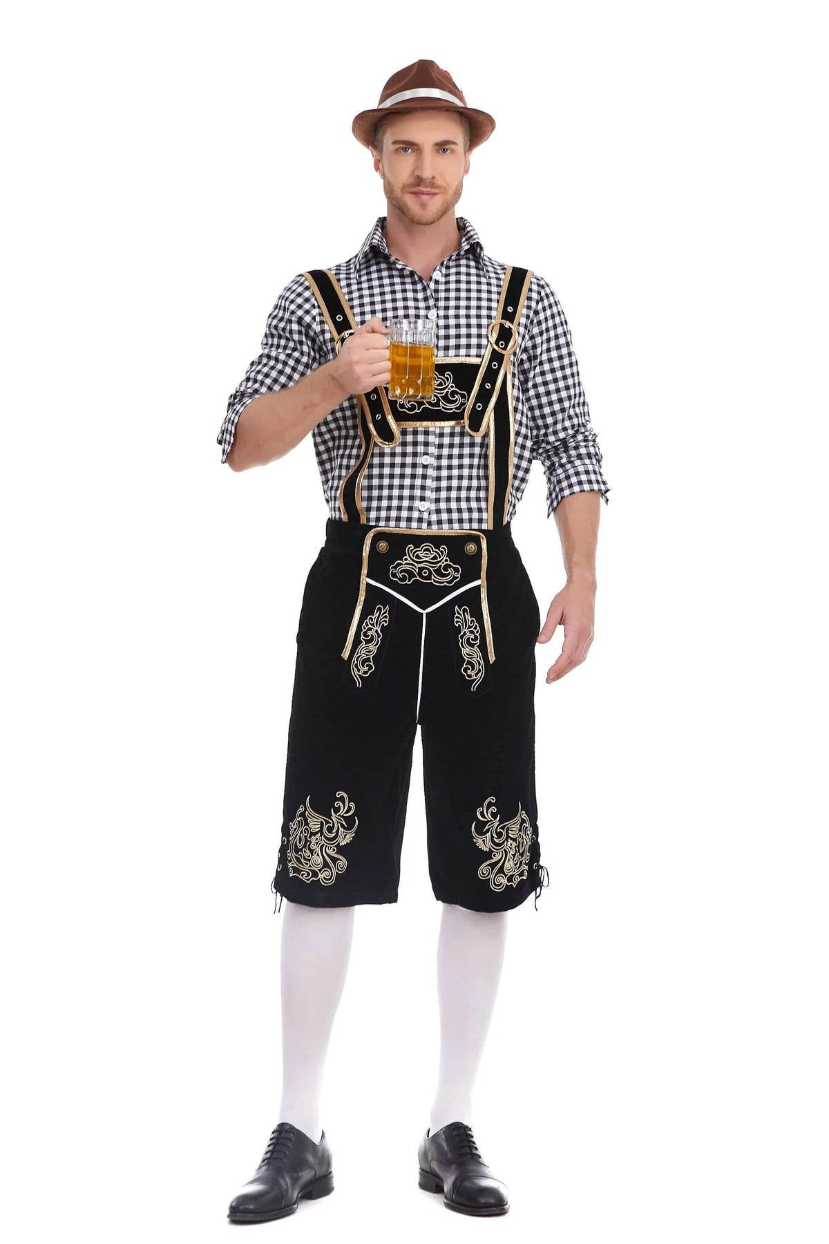 Men's Three Piece Oktoberfest Lederhosen Costume Bavarian German Festivals Suspenders Shirt Hat Male Cosplay Costume The Clothing Company Sydney