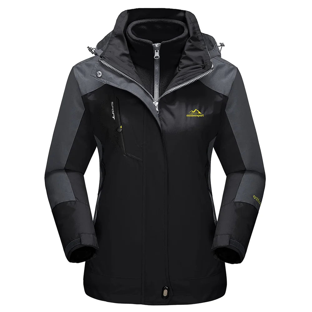 3 in 1 Winter Fleece Womens Waterproof Ski Snowboard Jackets Work Rain Coat Outdoor Windbreaker Parka