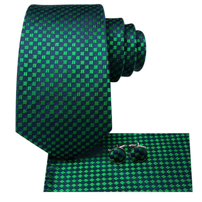 Green Paisley Silk Tie Set for Men – Necktie, Pocket Square & Cufflinks The Clothing Company Sydney