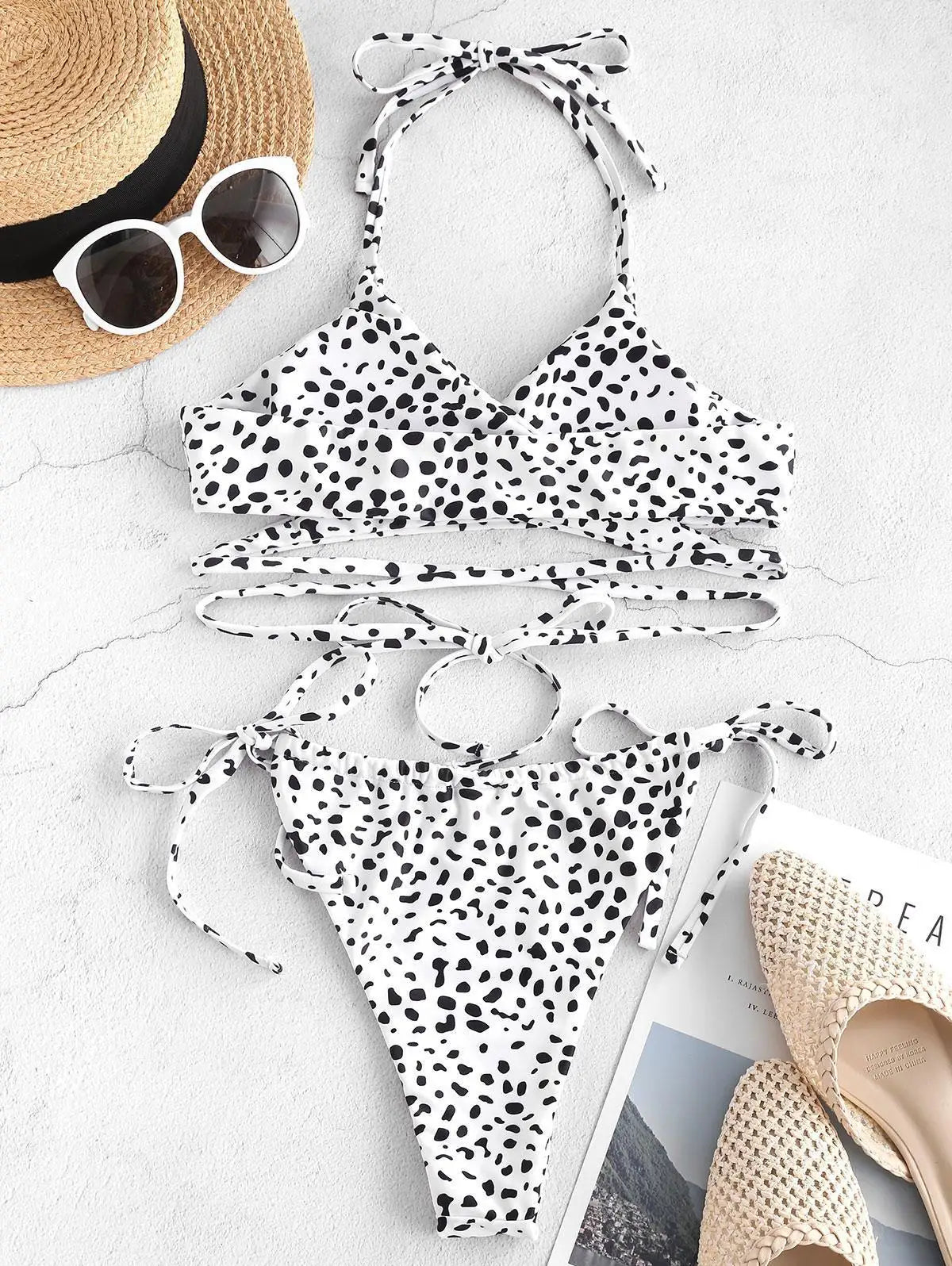 2 Piece Halter Leopard Convertible Tie Wrap Bikini Women Swimsuit Swimwear Bathers Bathing Swimming Swim Suit Beachwear The Clothing Company Sydney