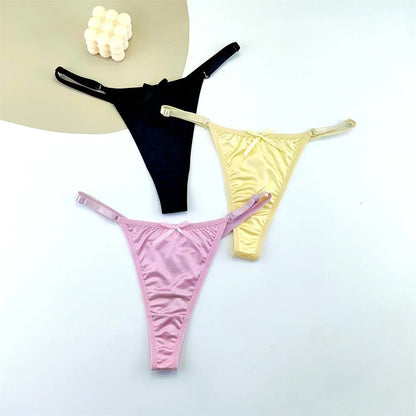 3 Pack Adjustable Satin Thong G-string Underwear Low Waist T Back Bow Lingerie Briefs The Clothing Company Sydney