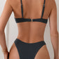 2 Piece Push Up Bikini Set Black Women Swimsuit Swimwear Thong Bathing Suit Beachwear