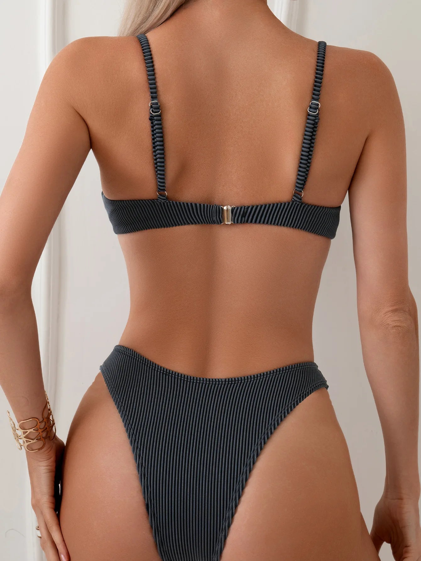 2 Piece Push Up Bikini Set Black Women Swimsuit Swimwear Thong Bathing Suit Beachwear