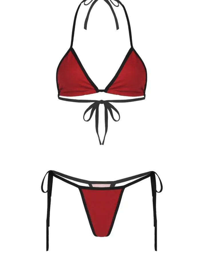 2 Piece Lingerie Strap Panties Swimsuit Thongs Multi-Coloured Sheer Lace-Up Bra Candy-Coloured Swimwear Set The Clothing Company Sydney