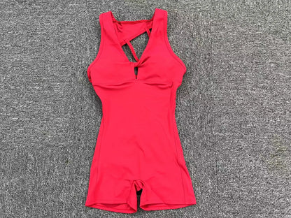 Women's Padded Jumpsuit Sport Yoga Set Bodysuit Fitness Wear Gym Sportswear High Elastic Workout Running Clothes - The Clothing Company Sydney