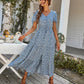 Vintage Floral Dresses for Women Elegant Loose Slit Summer Beach Holiday Leisure Long High Waist Print Dress