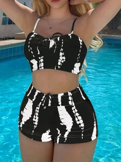 2 Piece Drawstring Front Shorts Bikinis High Waist Swimsuit Women Swimwear Bathers Bathing Swimming Swim Suit Beachwear The Clothing Company Sydney