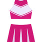 Women's Cheerleading Costume Uniform Carnival Cosplay Outfit Stand Collar Sleeveless Crop Top with Mini Pleated Skirt