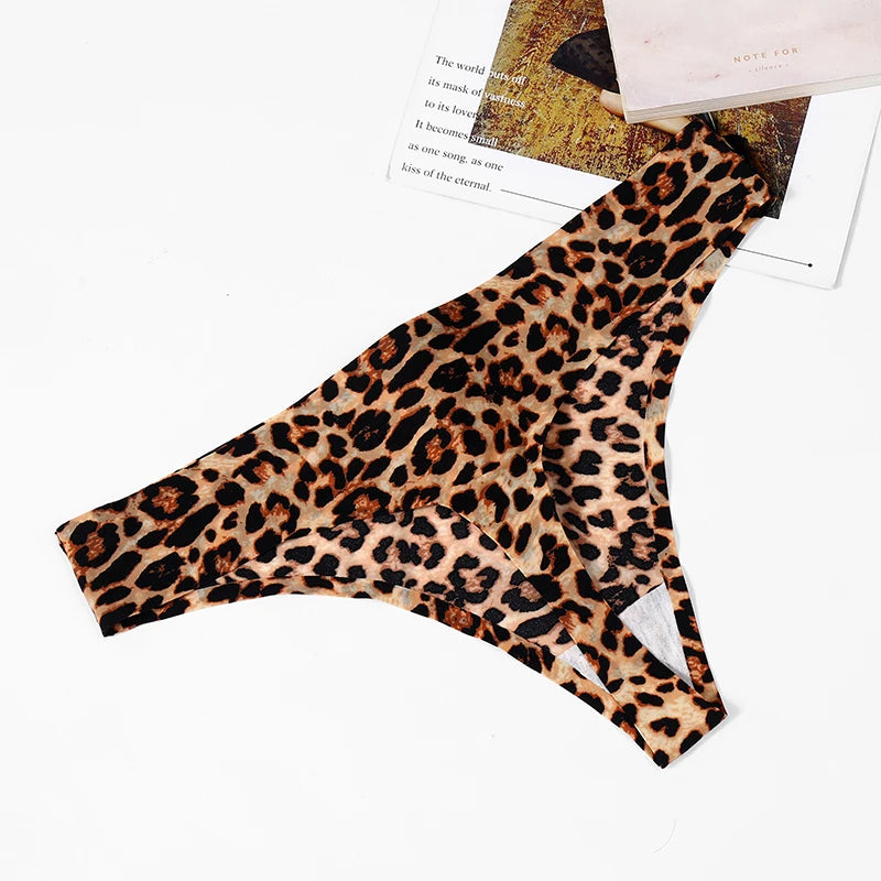 3 Pack Women's Panties Leopard Print Thongs Seamless Underwear Lingerie G-Strings T-Back