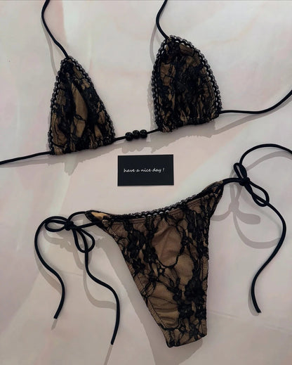 2 Piece Micro Bikini Swimsuits Swimwear Lace Brazilian Bikini Set Thong Swim Suits Solid Beachwear The Clothing Company Sydney